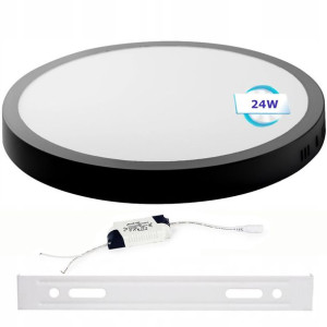 Panel LED plafon CZARNY natynkowy 24W okrągły