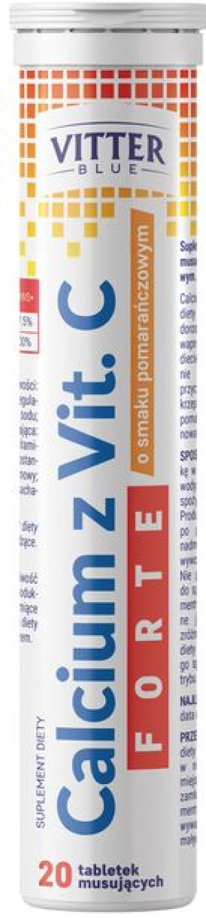 Calcium z Vit. C Forte pomarańczowy - suplement diety 20 tabl. mus. - Vitte