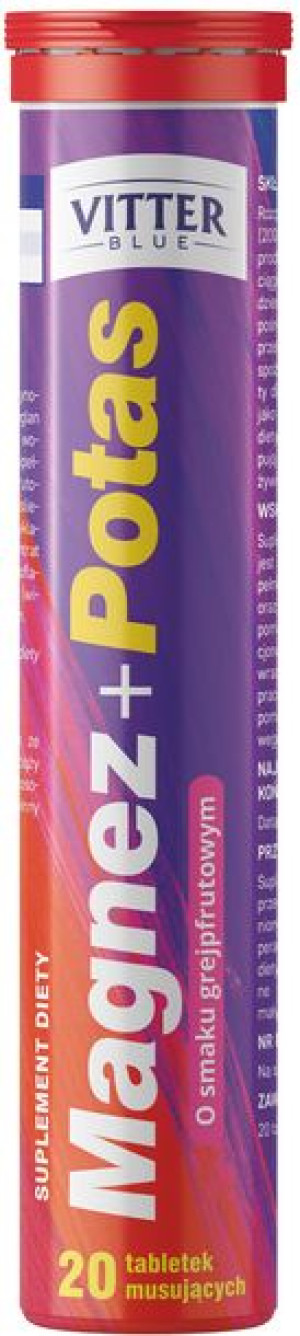 Magnez + Potas grejpfrutowy - suplement diety 20 tabl. mus. - Vitter Blue