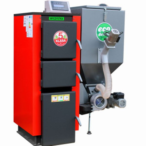 Kocioł C.O. PEL-EKO-5 SV200 24KW (200m2) PELLET + EKOGROSZEK czerwony z pod