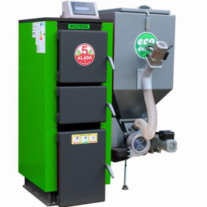 Kocioł C.O. PEL-EKO-5 SV200 10KW (100m2) PELLET + EKOGROSZEK zielony  z pod