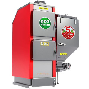 Kocioł Pleszew KG-EKO 25KW (220m2) EKOGROSZEK - LEWY PODAJNIK  z podajnikie