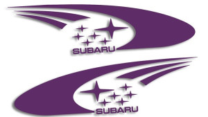 Wycinana naklejka SUBARU RALLY lewa i prawa fioletowa