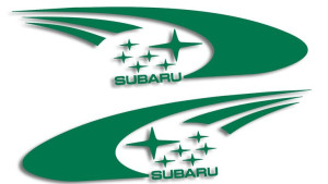 Wycinana naklejka SUBARU RALLY lewa i prawa zielona