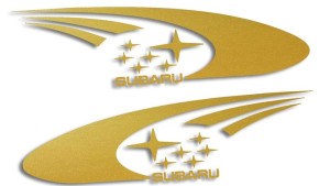 Wycinana naklejka SUBARU RALLY lewa i prawa złota