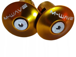 Aluminiowe korki na kierownice M-WAVE złote