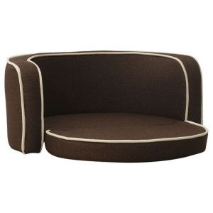 Rozkładana sofa dla psa, brązowa, 76x71x30 cm, lni