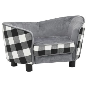 Sofa dla psa, szara, 68x38x38 cm, pluszowa