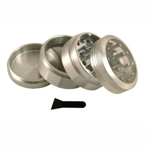 Młynek Grinder Hammercraft 4 częściowy Srebrny z okienkiem -  54 mm