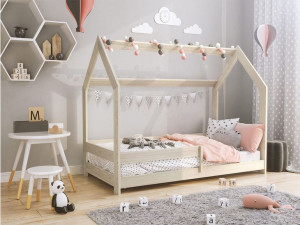 Łóżko Domek dziecięce 160x80 dla dzieci sosna bielona D5