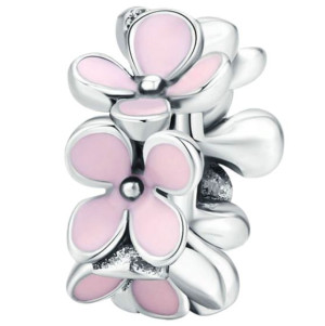 CHARMS RÓŻOWE KWIATKI srebro 925 zawieszka koralik CH056