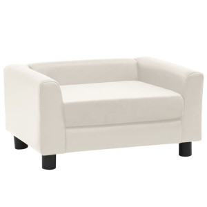 Sofa dla psa, kremowa, 60x43x30 cm, plusz i sztucz