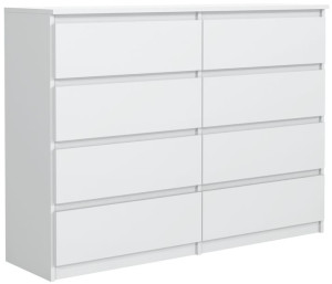 Duza Komoda 8 Szuflad 120cm Szafka Biała Sypialnia