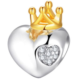 Charms SERCE Z KORONĄ Zawieszka koralik srebro beads pr 925