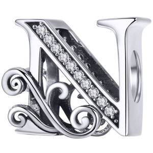 CHARMS LITERKA N zawieszka koralik srebro beads pr 925
