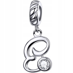 Charms Literka E Zawieszka koralik srebro beads pr 925