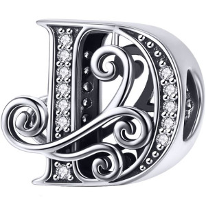Charms LITERKA D Zawieszka koralik srebro beads pr 925