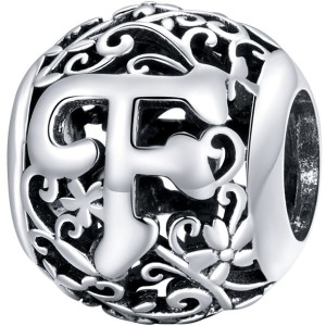 Charms Litera F Zawieszka koralik srebro beads pr 925