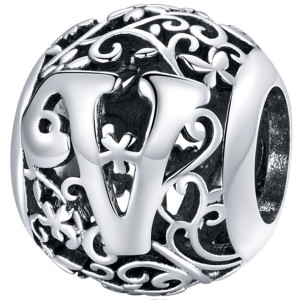 Charms Litera V Zawieszka koralik srebro beads pr 925