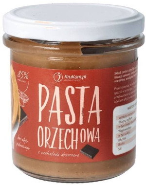 Pasta Orzechowa z czekoladą deserową naturalna - krem orzechowy 300 g - Kru