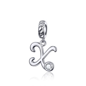 Charms Literka X Zawieszka koralik beads srebro pr 925