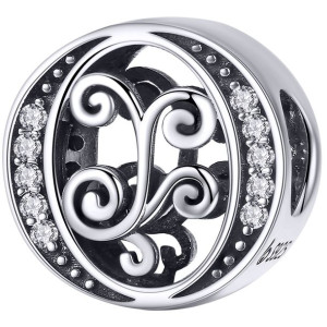 Charms LITERKA O Zawieszka koralik beads srebro pr 925