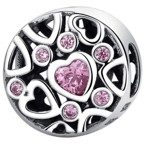 Charms ażurowy z SERDUSZKAMI zawieszka koralik beads srebro pr 925