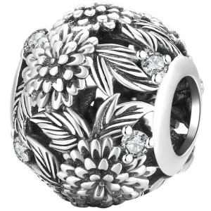 Charms koralik z KWIATKAMI zawieszka koralik beads srebro pr 925