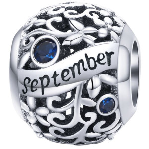 Charms miesiąc SEPTEMBER wrzesień zawieszka koralik beads srebro pr 925