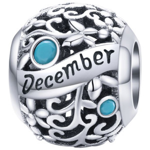 Charms miesiąc DECEMBER grudzień zawieszka koralik beads srebro pr 925