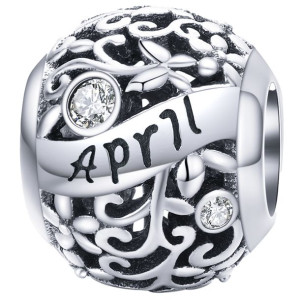 Charms miesiąc APRIL kwiecień zawieszka koralik beads srebro pr 925