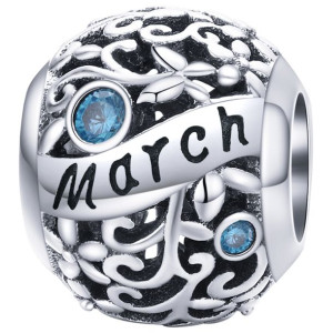Charms miesiąc MARCH marzec zawieszka koralik beads srebro pr 925