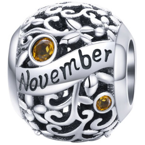 Charms miesiąc NOVEMBER listopad zawieszka koralik beads srebro pr 925
