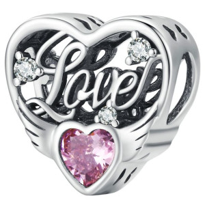 Charms SERDUSZKO napis love zawieszka koralik beads srebro pr 925