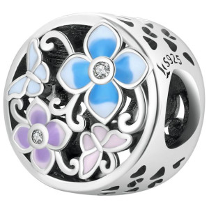 Charms PASTELOWE KWIATKI zawieszka koralik beads srebro pr 925