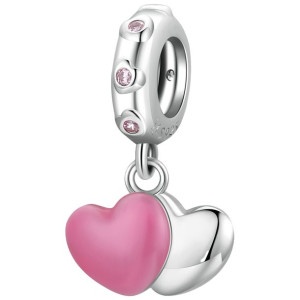 Charms SERCA różowe i srebrne zawieszka koralik beads srebro pr 925