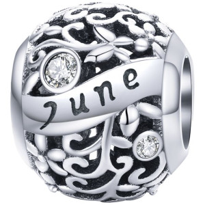 Charms miesiąc JUNE czerwiec zawieszka koralik beads srebro pr 925