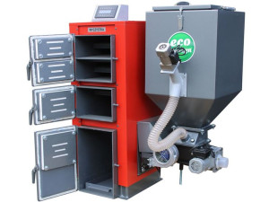 Kocioł CO z podajnikiem na pellet i ekogroszek 10kW 100m2 PLESZEW