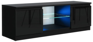 Szafka Rtv 120cm Stolik Czarny Wysoki Połysk Led