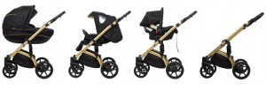 Wózek Dziecięcy Wielofunkcyjny 3w1 Złoto -czarny Gold Baby