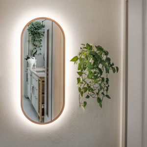 Lustro Owalne Cassini Led - W Miedzianej Ramie, Podświetlane