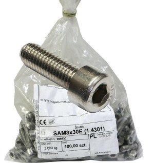 Śruba imbusowa kwasoodporn M8x30mm 100szt BAKS