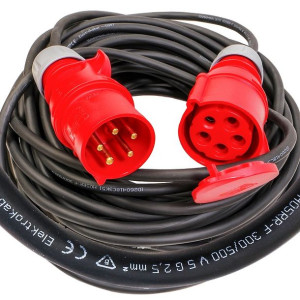 Przedłużacz gumowy OW 5x2,5 z/u gn wt 5p 32A 9m