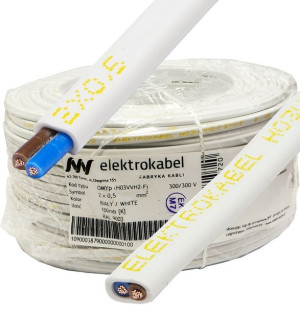 Przewód płaski OMYp 2x0,5 biały Elektrokabel 100m