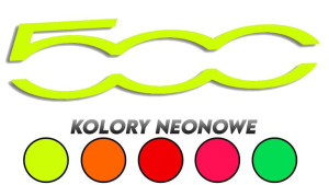Wycinana naklejka 500 fiat kolory neonowe