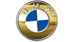 Wycinana naklejka BMW złoty chrom
