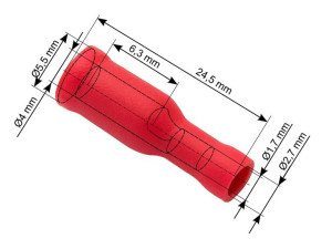 43-048  Konektor izol.gn. 4,0/24,5mm czerwony