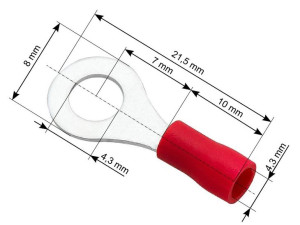 43-014  Konektor oczk.izol.l śruba4,3 kabel4,3mm