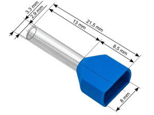43-090  Konektor izol.tulejka 2x2,5/13 niebieski