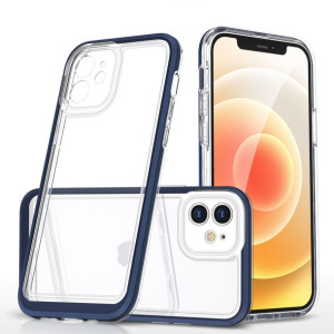 Clear 3in1 Etui Do Iphone 12 Żelowy Pokrowiec Z Ramką Niebieski